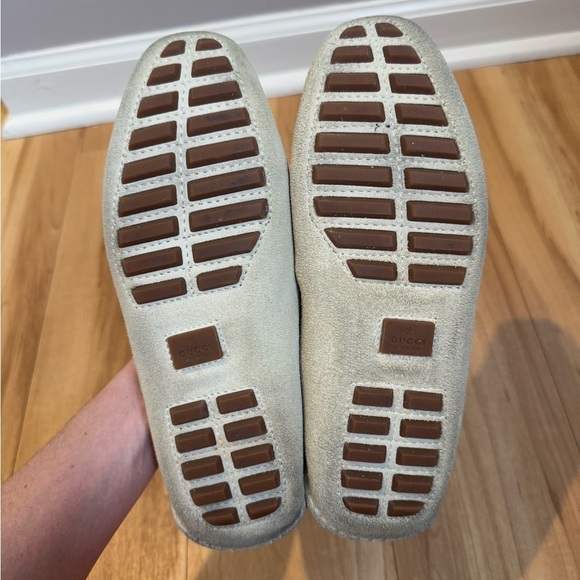 GUCCI Horsebit Buckle Womens Driving Moccasin Beige Ivory Suede - Picture 10 of 14